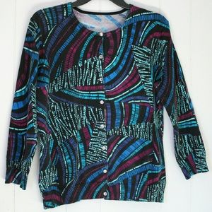 Multicolored Cardigan with Geometric Print